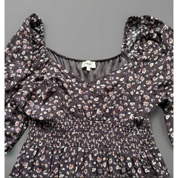 Bohme‎ Dress Large Midi Purple Ditsy Floral Flowy Ruffle Western Boho Prairie - Picture 2 of 9